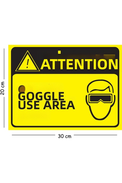Mayeka Metal Attention Glasses Usage Area 20X30 cm A4 Warning Work Safety Sign