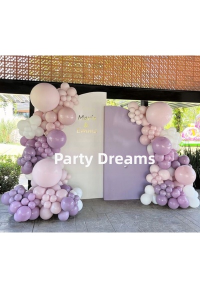 Parti Düşleri Dusty Rose - Pink Blush - White Birthday Celebration Chain Ball...
