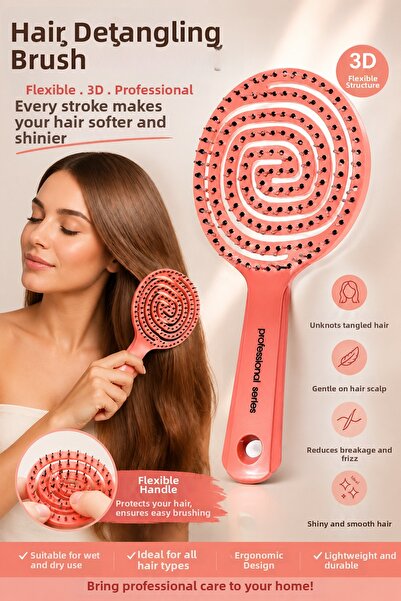 Syku Comb 3D Flexible Hair Detangling Comb, Professional Detangling Hair Brush