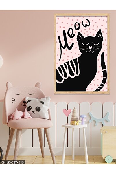 Evinemoda Black Cat One Piece Wooden Framed Painting
