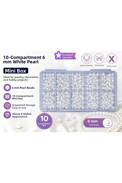 By MO Accessories Mărgele de perle de 6 mm în mini cutie cu 10 compartimente ...