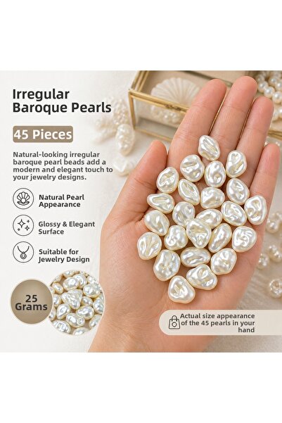 By MO Accessories Shapeless Trapezoid Pearl 45 Pieces Beads Jewelry Bracelet ...