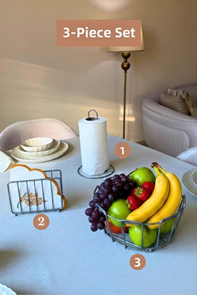 Edora Home Set of 3 Matte Silver Cage Napkin Holder Upright Paper Towel Holde...