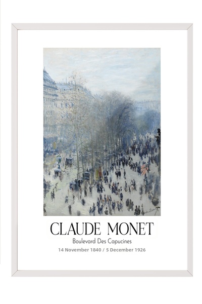 Postifull Claude Monet - Bulevardul Des Capucines, Tablou în ramă albă, Seria...
