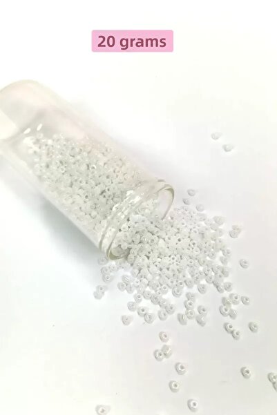 Mestore Bulky Glass Sand Beads (8/0) 3 mm - 20 Grams - Bright White - Bnc153