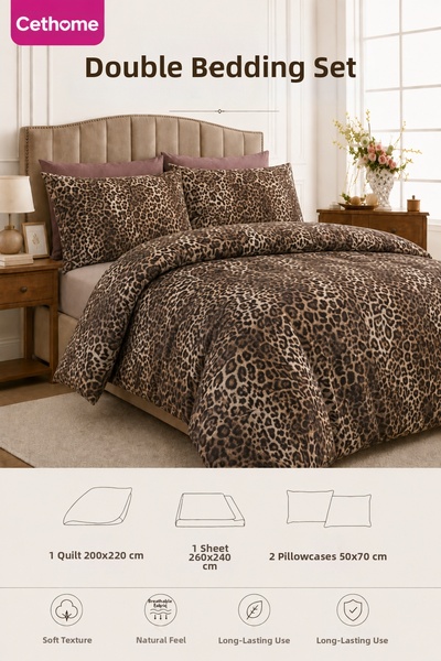 Weweus Çethome Cotton Leopard Patterned Double Duvet Cover Set