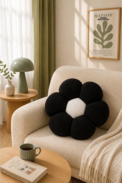Pabtex Pernă decorativă cu flori de pluș – Pentru living și cameră