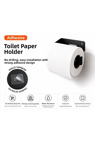 Lilasso Metal Bathroom Toilet Paper Roll Holder - Adhesive