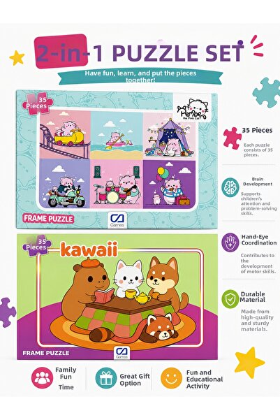 Prlk toys مجموعة ألغاز كاواي ووردية من سي إيه جيمز مكونة من قطعتين - 35 قطعة ...