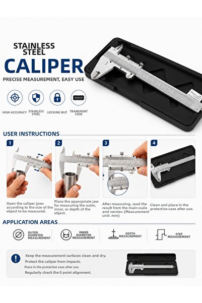 NO BRAND Metal Caliper 150mm 0.05mm Precision Measure Caliper Stainless Steel...