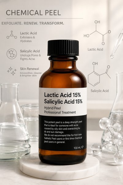 Puredermine Lactic Acid 15% & Salicylic Acid 15% Professional Treatment – Hybrid Peel That Exfoliates Dead Skin, Renews Skin Texture, and Supports a Brighter Appearance