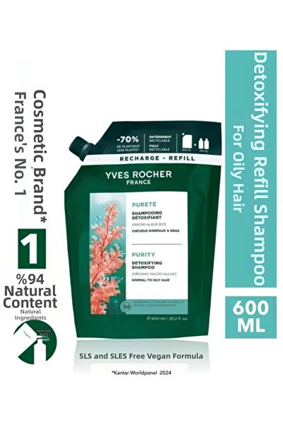 Yves Rocher Puree Oily Hair Vegan Salt-Free Sls Sles-Free Purifying Replaceme...