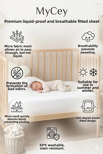 mycey 70x140 εκ. Αδιάβροχο μαξιλάρι με επένδυση Baby Micro Fabric Προστατευτι...