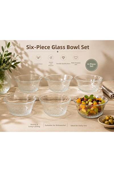 SUDELA Set of 6 Glass Bowls – Snack Bowl, Fruit Bowl, Dessert and Breakfast S...