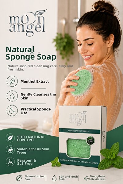 MOON ANGEL Sponge Soap Natural Beauty Menthol Extract Body Soap