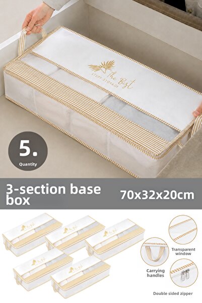 Meleni Home 5 Pieces Under-The-Bed Storage Bags with Windows - Striped Multi-...