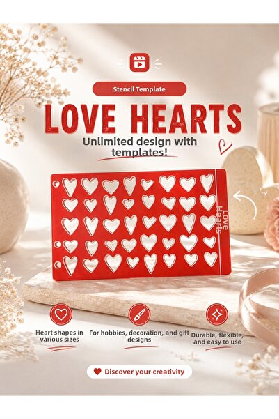 Major Hobi Heart Patterned Stencil Mold Decorative Painting and Hobby Template