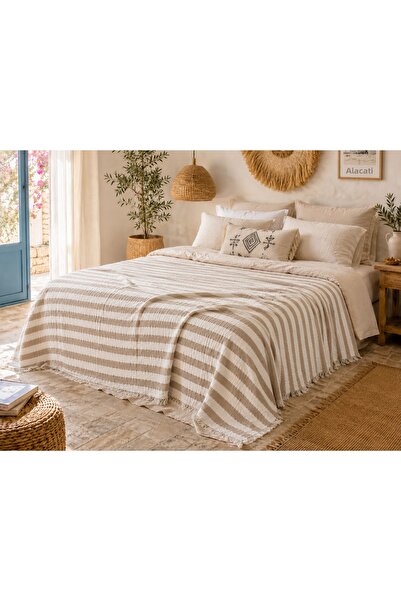Sabia Daily 100% Cotton Muslin Pique 4 Layer Double Pique & Bedspread 230X250...