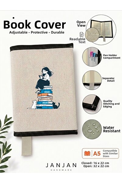 JANJAN Natural Fabric Book Cover,Washable Book Cover,Book Protector,32X22 cm ...