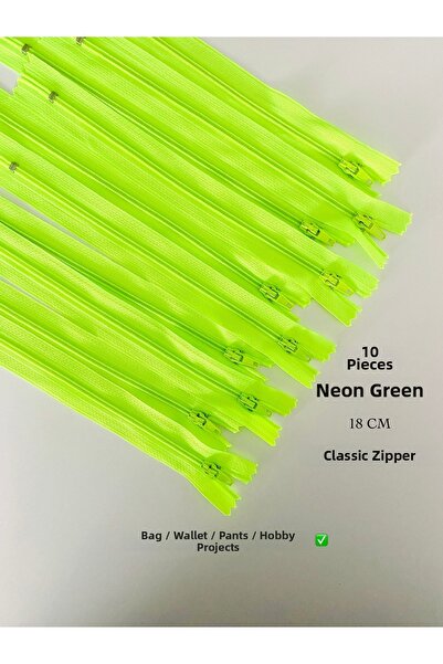 seyranat 10 bucăți de culoare verde neon, 18 cm, fermoar de calitate clasică ...