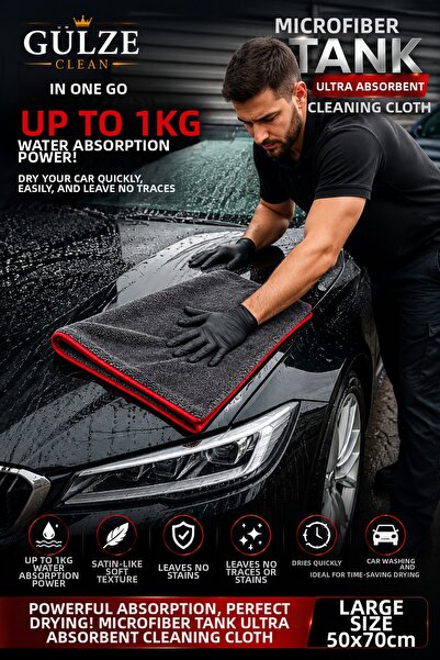 GÜLZE Original Microfiber Tank Ultra Absorbent Professional Car Drying and Cl...