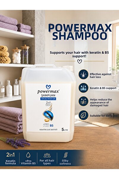powermax Shampoo 5 Liters Daily Hair Care and Effective Cleaning
