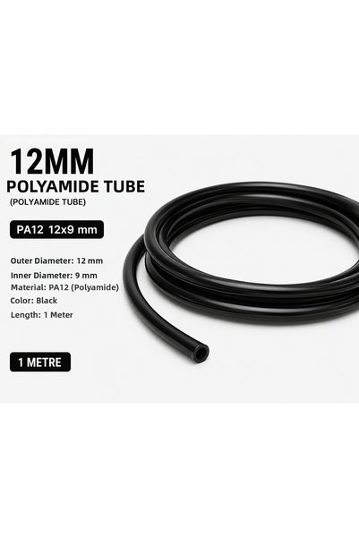 GENERAL Gds 12mm Polyemid Hose Pa12 Black 12X9 mm Pneumatic Air and Liquid Transfer Hose 1 Meter