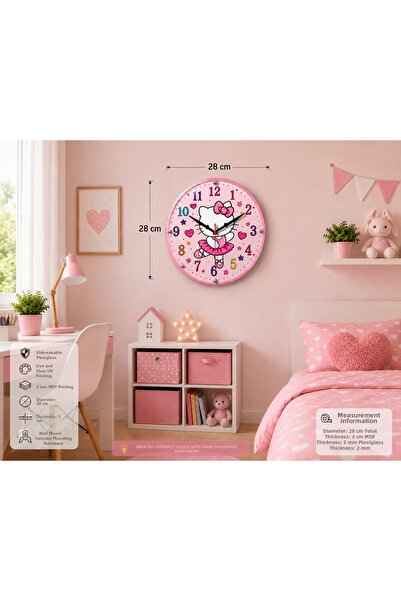 AtaStore Wall Clock 28 cm Children's Room Home Office Kindergarten Nursery Sc...