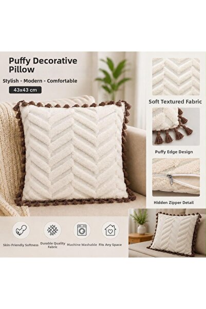 Loselya Modern Tufted Decorative Throw Pillow Cover - Soft Textured, Hidden Z...