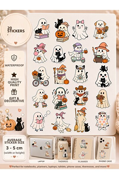 TRİMENT3D Cozy Ghost Sticker Set – 36 Cute Ghost Stickers