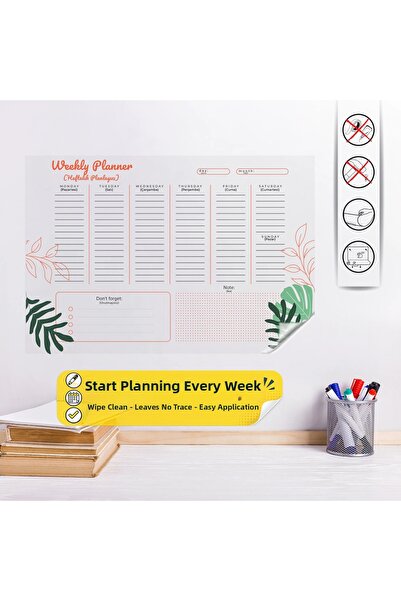 Tutunabilir Kağıt Transparent Turkish-English Weekly Write-Off Wall Planner w...