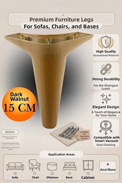 KAYRA LEATHER CRAFT Ayben Luxury Furniture Leg 15 cm Dark Walnut |   Armchair...