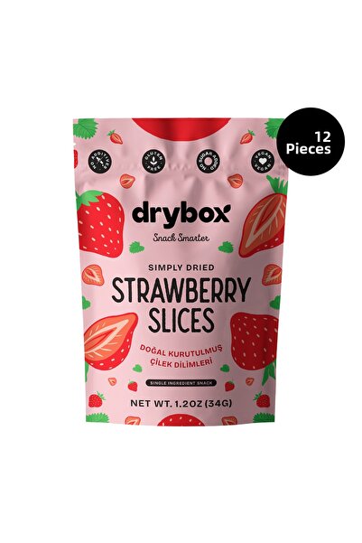 DRYBOX Natural Dried Strawberry Slices 34g Pack of 12 – No Added Sugar, 100% ...