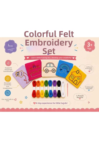 KESKİN NAKIŞ 5Pcs Colorful Felt Sewing Kit Educational, Motor Skill Developme...