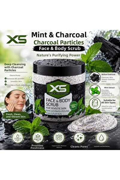 x5 Scrub Charcoal and Mint Extract Facial Peeling Anti-Blackhead Purifying Po...