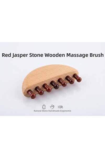 BiSimya Aktar Red Jasper Stone Wooden Massage Comb