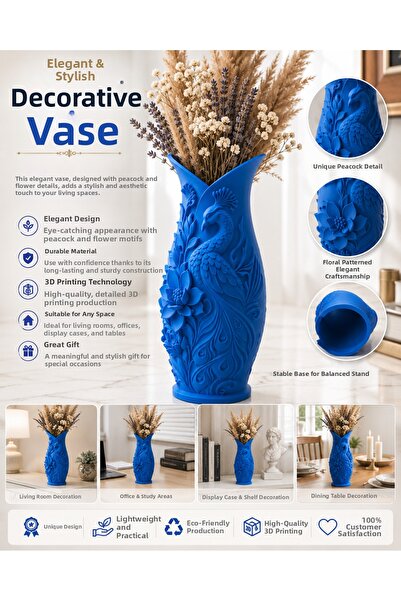 SAF HOBİ ATÖLYE DESİGN Floral Patterned Decorative Vase