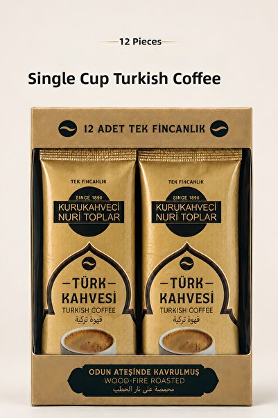 Nuri Toplar Single Cup Turkish Coffee 12-Pack Disposable Pack 12 X 6 g - Roas...