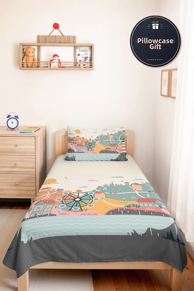 Evimde Bambaşka Lunapark Patterned Children's Room Single Pique Set - Pastel ...