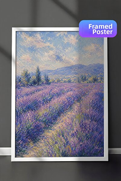 Zestia Pictură murală inspirată de Monet cu câmpuri de lavandă, peisaj impres...