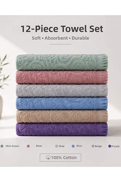 Vivesta Home 30X50 cm Set of 12 Cotton Kitchen Towels |   Soft Absorbent Dryi...