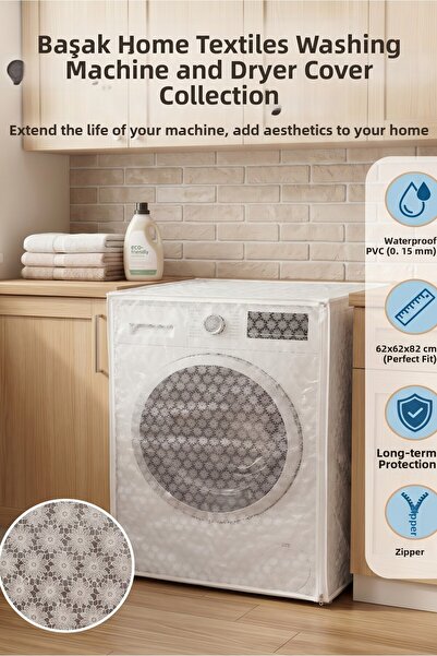 Başak Ev Tekstili Transparent Pvc Washing Machine Cover – Waterproof, Durable...