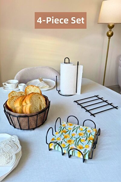 Edora Home Set of 4 Black Cage Napkin Holder Upright Paper Towel Holder with ...