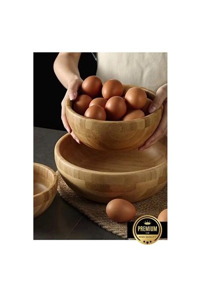 Empressco Bamboo 3-Piece Salad and Fruit Bowl Set, Decorative and Stylish Design