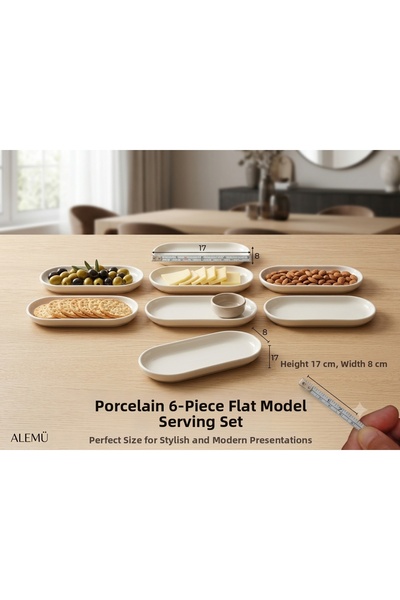 Generic Brand Set of 6 Porcelain Oval Serving Bowls - 17X8 cm Breakfast and S...