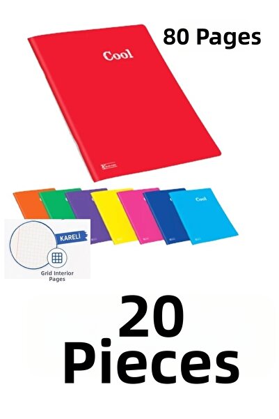 KESKİN COLOR 20 قطعة من دفتر ملاحظات A4 مكون من 80 ورقة بغلاف من البولي بروبي...