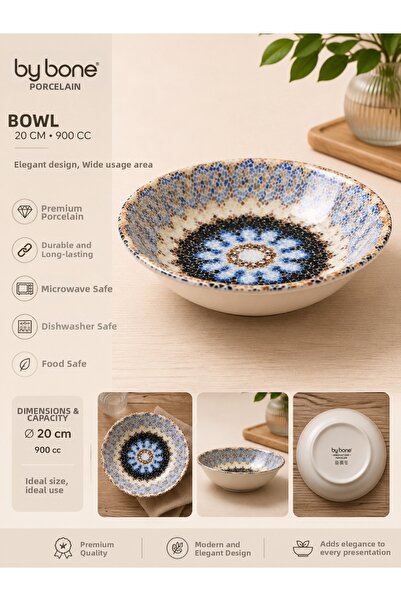 By Bone Porselen Bowl – 20 cm Elegant and Modern Design
