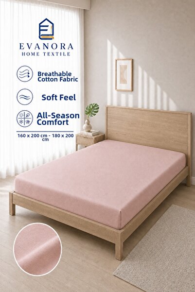 evonora Riva Series Pink Double Elasticated Sheet 160X200 & 180X200 cm