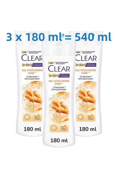 Clear شامبو نسائي ضد تساقط الشعر 180 مل 3 قطع