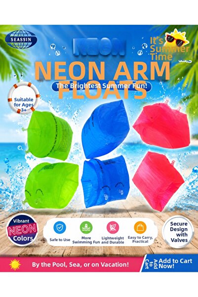 Generic Brand ميكيل كيرتيسيتي 🌈 🏖️   أربطة ذراع نيون قابلة للنفخ من SEA&SUN...